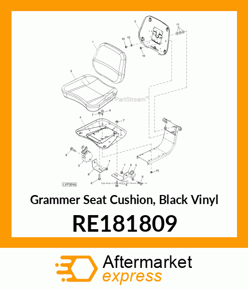 CUSHION, SEAT, ASSEMBLY /BLACK/ RE181809