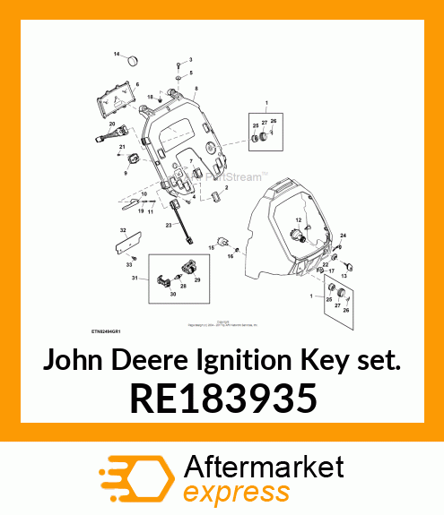 KEY, IGNITION SWITCH WITH 2000 LOGO RE183935