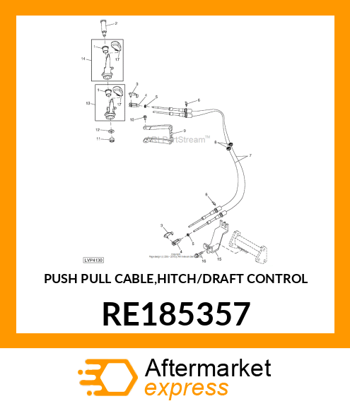 PUSH PULL CABLE,HITCH/DRAFT CONTROL RE185357