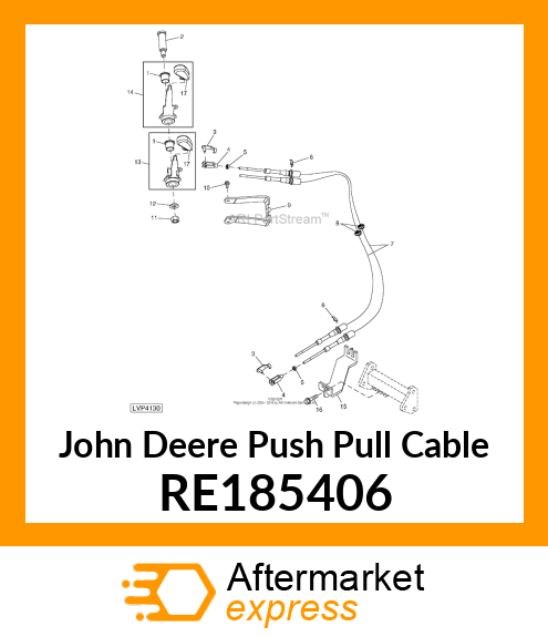 PUSH PULL CABLE, HITCH/DRAFT CONTRO RE185406