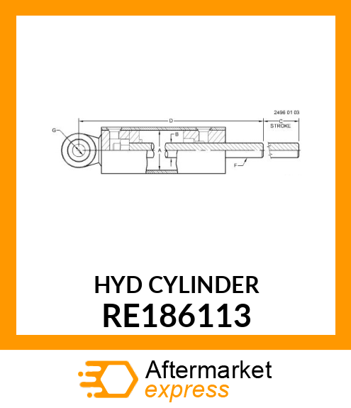 CYLINDER, HYDRAULIC SUSPENSION, LH RE186113