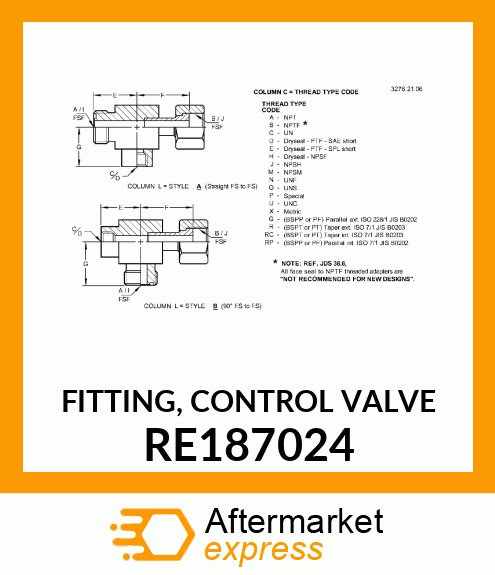 FITTING, CONTROL VALVE RE187024