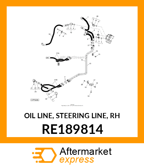 OIL LINE, STEERING LINE, RH RE189814