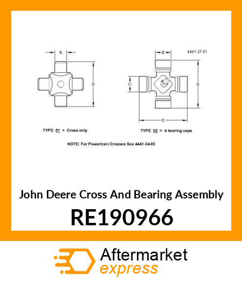 CROSS amp; BRG ASMB,UNIVERSAL JOINT RE190966