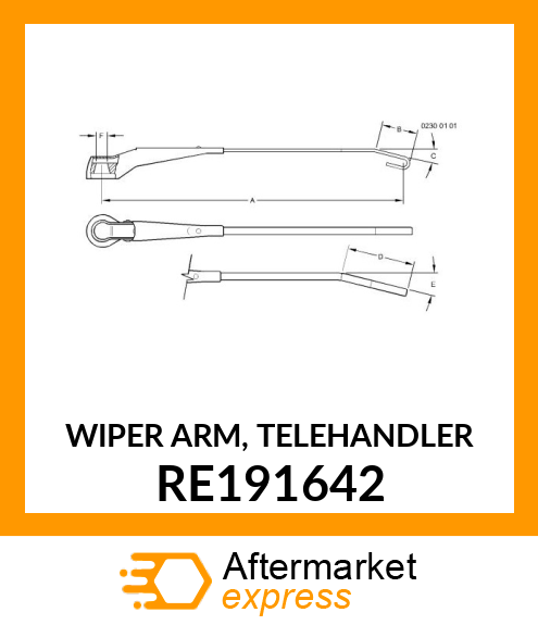 WIPER ARM, TELEHANDLER RE191642