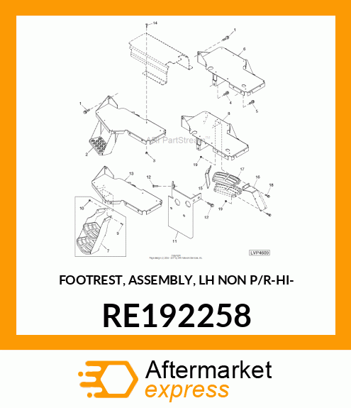 FOOTREST, ASSEMBLY, LH NON P/R RE192258