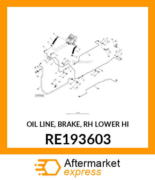 OIL LINE, BRAKE, RH LOWER HI RE193603