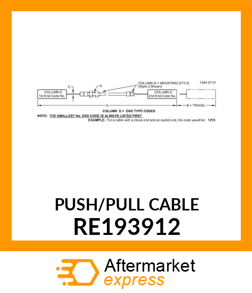 PUSH PULL CABLE, CABLE,CLUTCH CABLE RE193912