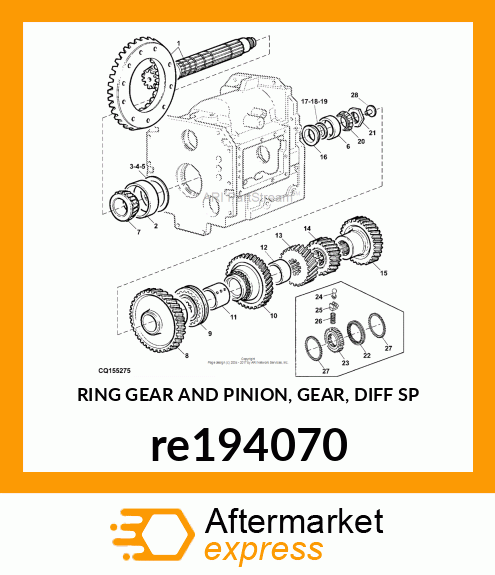 RING GEAR AND PINION, GEAR, DIFF SP re194070