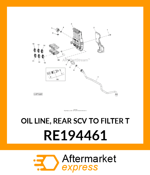 OIL LINE, REAR SCV TO FILTER T RE194461