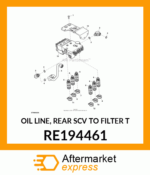OIL LINE, REAR SCV TO FILTER T RE194461