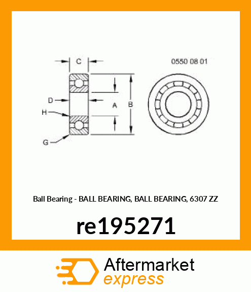 BALL BEARING, BALL BEARING, 6307 ZZ re195271