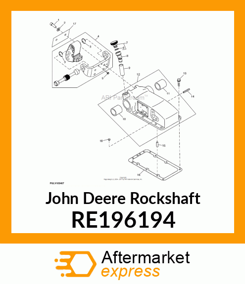 ROCKSHAFT, MECH, W/BUSHINGS amp; PIN RE196194