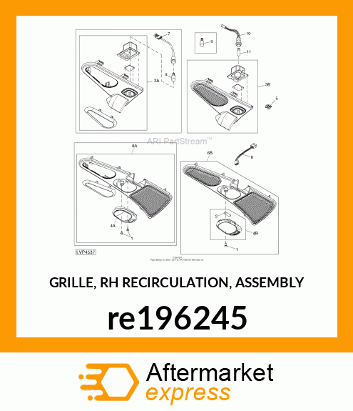 GRILLE, RH RECIRCULATION, ASSEMBLY re196245