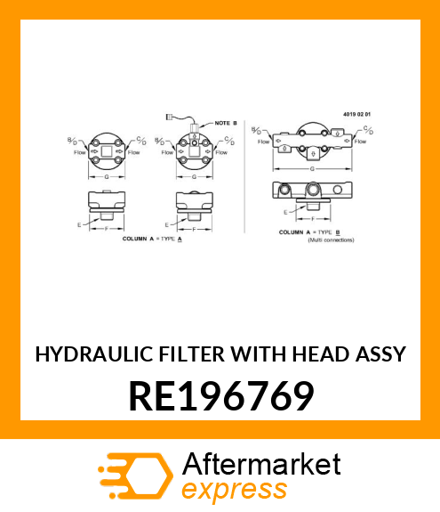 HYDRAULIC FILTER WITH HEAD ASSY RE196769