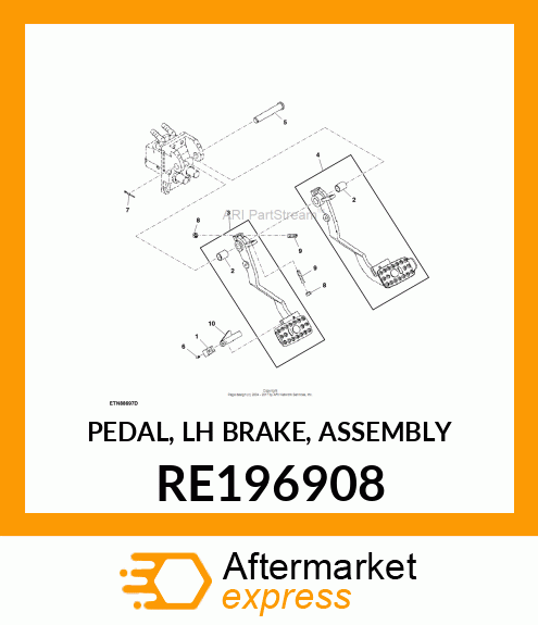 PEDAL, LH BRAKE, ASSEMBLY RE196908