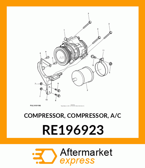 COMPRESSOR, COMPRESSOR, A/C RE196923