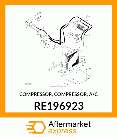 COMPRESSOR, COMPRESSOR, A/C RE196923