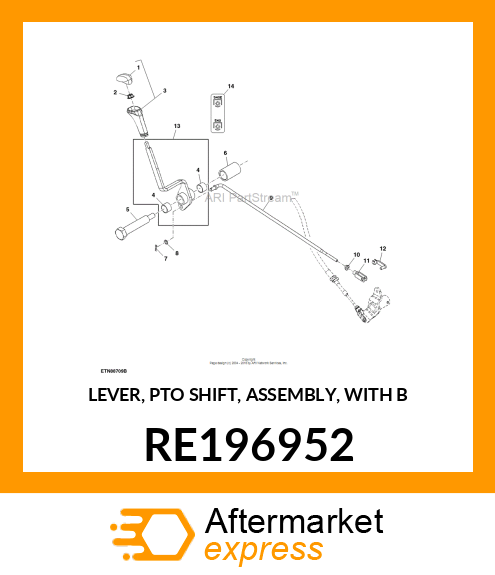 LEVER, PTO SHIFT, ASSEMBLY, WITH B RE196952