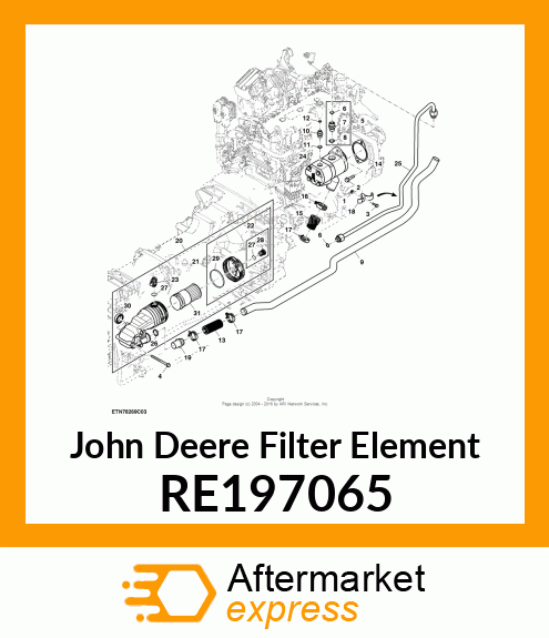 FILTER ELEMENT, HYDRAULIC FILTER RE197065