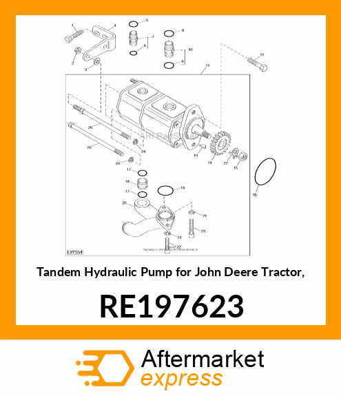 HYDRAULIC PUMP, 3 CYLINDER GEAR PUM RE197623