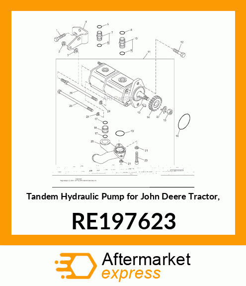 HYDRAULIC PUMP, 3 CYLINDER GEAR PUM RE197623