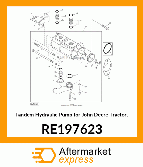 HYDRAULIC PUMP, 3 CYLINDER GEAR PUM RE197623