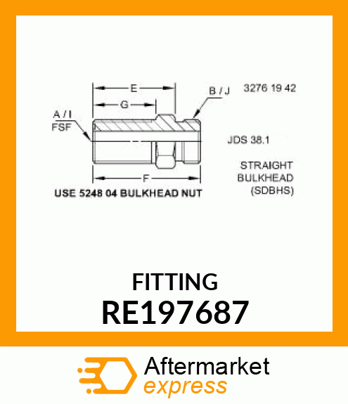 ADAPTER FITTING, STRAIGHT BULKHEAD RE197687