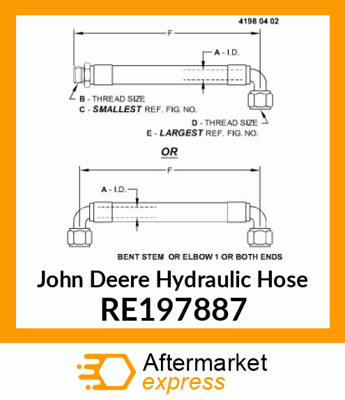 Spare part RE197887 + HYDRAULIC HOSE