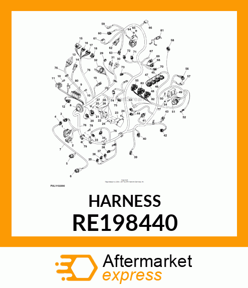 HEADLAMP WIRING HARNESS, 5X25 SERIE RE198440