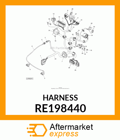 HEADLAMP WIRING HARNESS, 5X25 SERIE RE198440