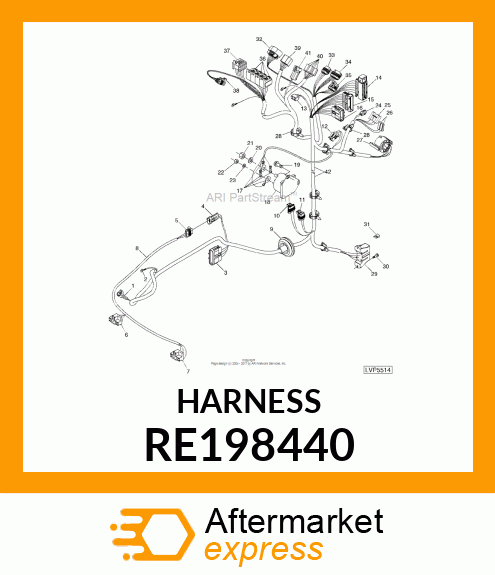 HEADLAMP WIRING HARNESS, 5X25 SERIE RE198440