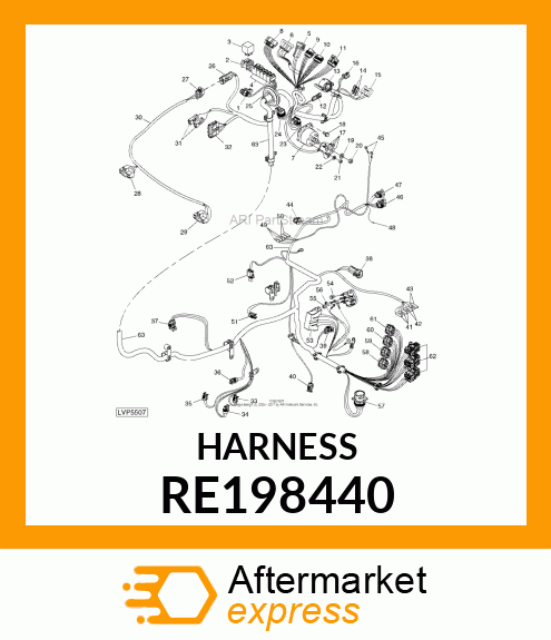 HEADLAMP WIRING HARNESS, 5X25 SERIE RE198440