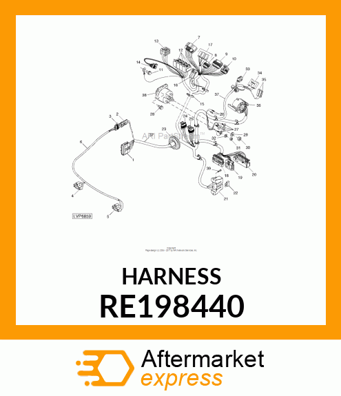 HEADLAMP WIRING HARNESS, 5X25 SERIE RE198440