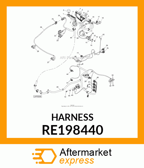 HEADLAMP WIRING HARNESS, 5X25 SERIE RE198440