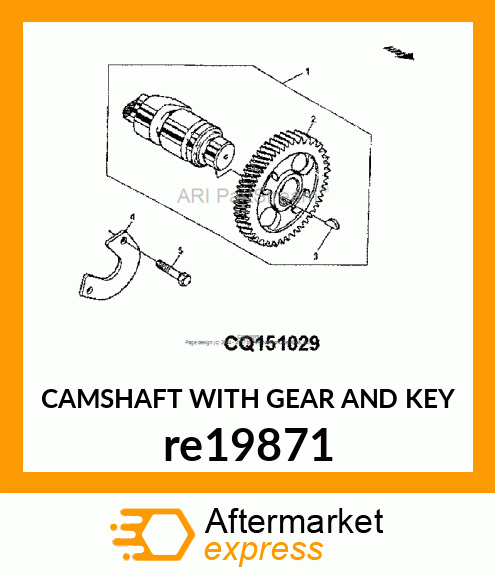 CAMSHAFT WITH GEAR AND KEY re19871