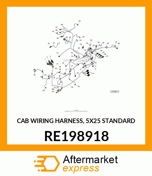 CAB WIRING HARNESS, 5X25 STANDARD RE198918