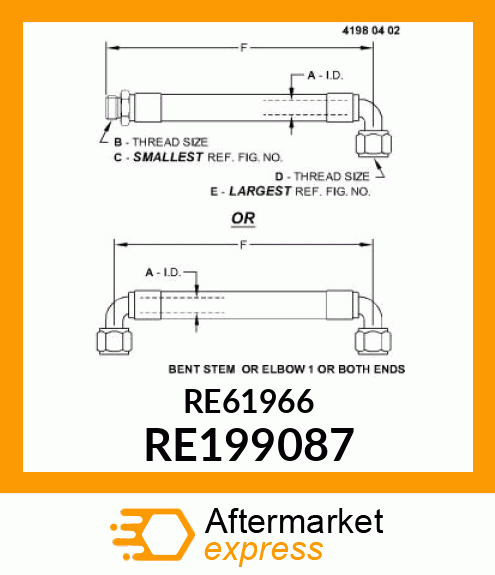 HYDRAULIC HOSE, STEERING LOA RE199087