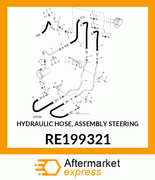 HYDRAULIC HOSE, ASSEMBLY STEERING RE199321