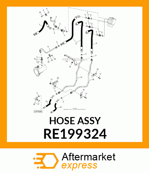 HYDRAULIC HOSE, ASSEMBLY STEERING RE199324