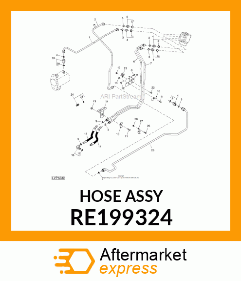 HYDRAULIC HOSE, ASSEMBLY STEERING RE199324