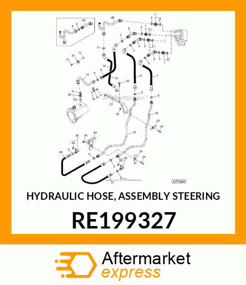 HYDRAULIC HOSE, ASSEMBLY STEERING RE199327