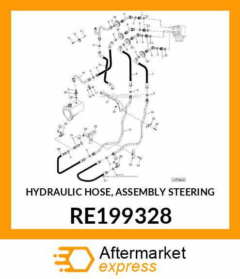 HYDRAULIC HOSE, ASSEMBLY STEERING RE199328