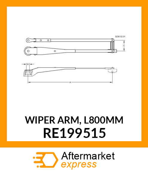 WIPER ARM, L=800MM RE199515