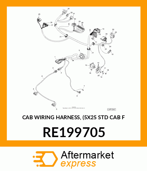 CAB WIRING HARNESS, 5X25 STD CAB F RE199705