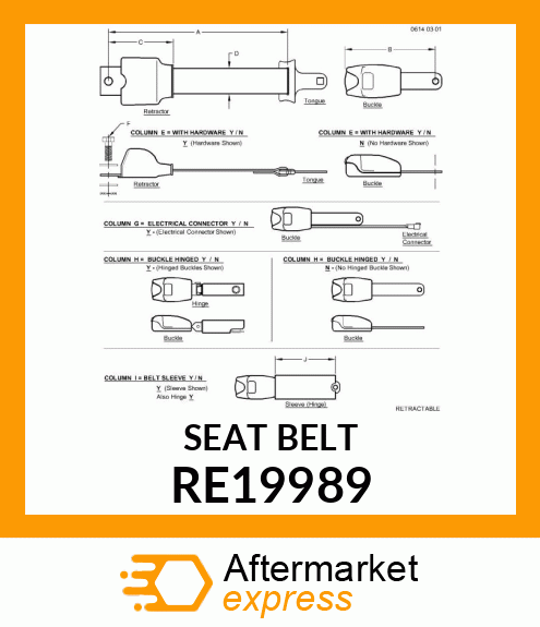 Seatbelt for 50 RE19989