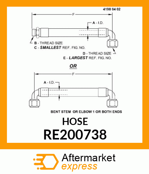 HYDRAULIC HOSE, HIGH FLOW SC RE200738