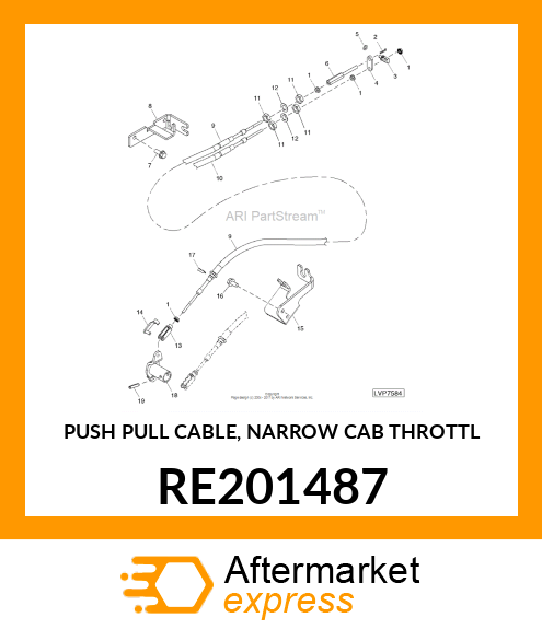 PUSH PULL CABLE, NARROW CAB THROTTL RE201487