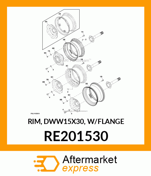 RIM, DWW15X30, W/FLANGE RE201530