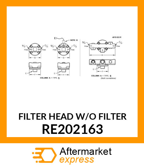FILTER HEAD W/O FILTER RE202163